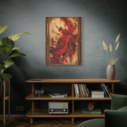 Vintage Framed Red Expressionist Painting Wall Art & Canvas Print