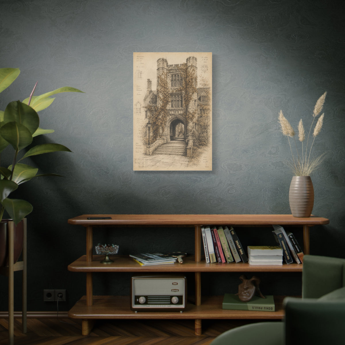 Ivy-Covered Gothic Arch Architectural Study Wall Art & Canvas Print