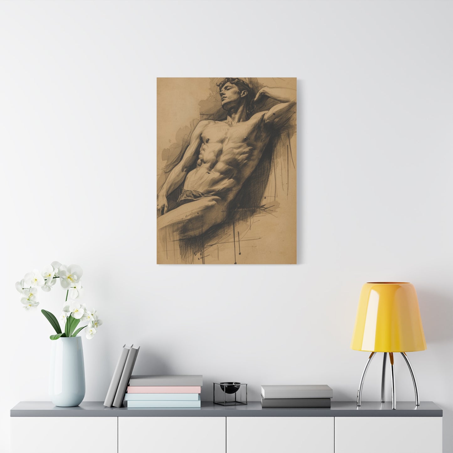 Charcoal Expression Male Study Wall Art & Canvas Print