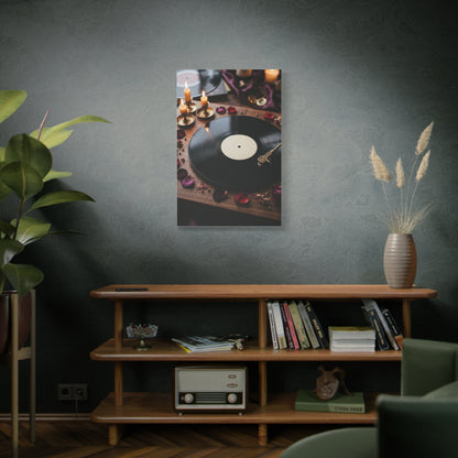 Candlelit Vinyl Love Night Scene Wall Art & Canvas Print