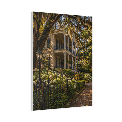 Garden District Mansion Under Live Oaks Wall Art & Canvas Print