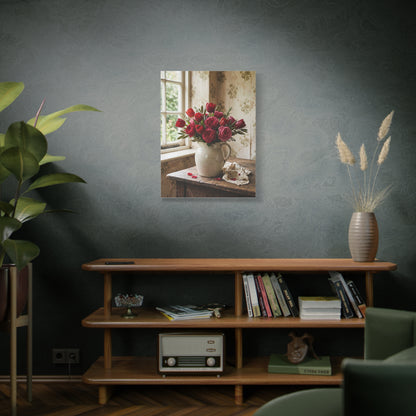 English Cottage Red Tulip Still Life Wall Art & Canvas Print