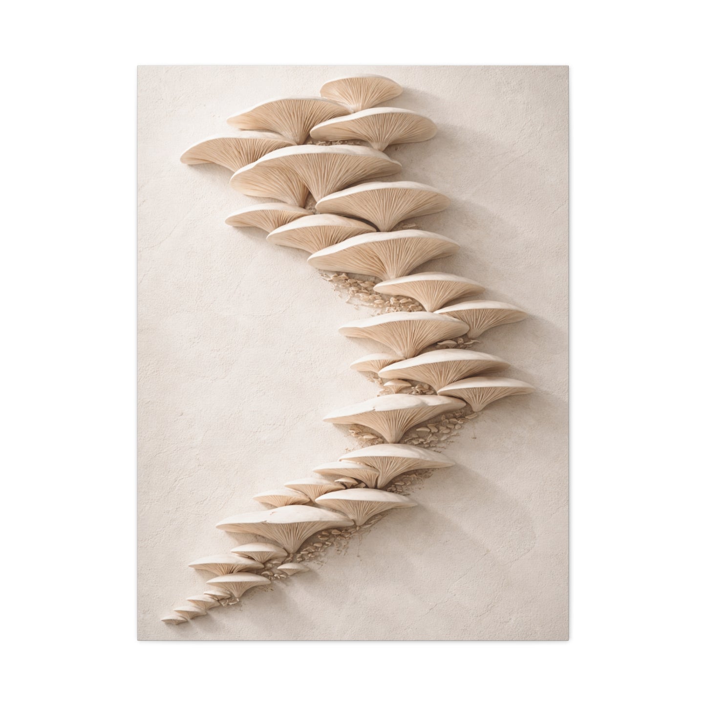 Minimalist Sculptural Oyster Mushroom Cascade Wall Art & Canvas Print