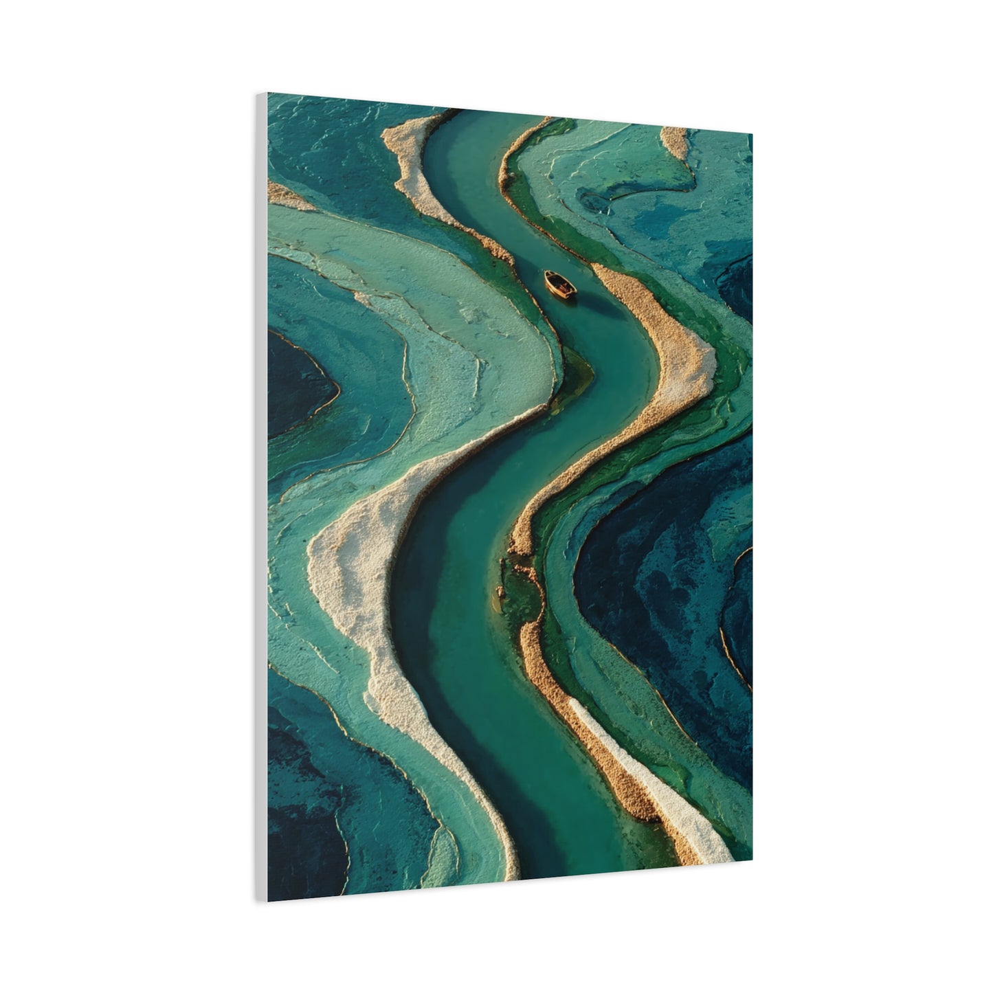 Aerial Marsh Green River Abstract Wall Art & Canvas Print