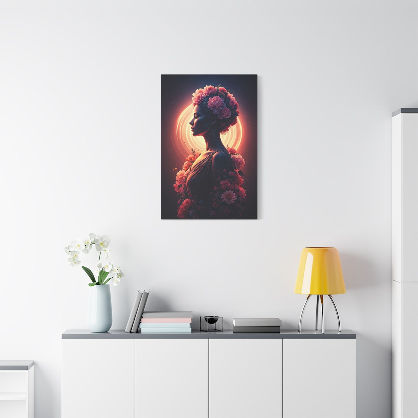 Floral Aura Woman Portrait Wall Art & Canvas Prints