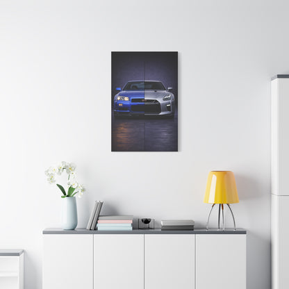 Nissan GT R Split R34 Skyline vs R35 Evolution Wall Art & Canvas Prints