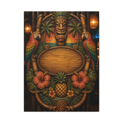 Tropical Tiki Bar Crest Wall Art & Canvas Print