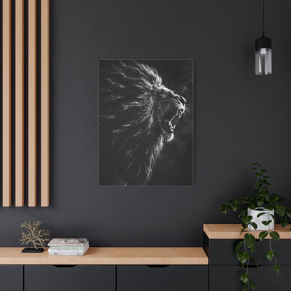 Roaring Lion Monochrome Power Wall Art & Canvas Print