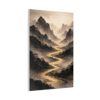 Gold River Mountain Landscape Wall Art & Canvas Print