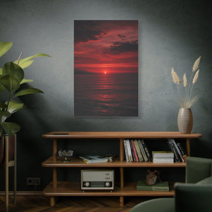 Crimson Sunset Seascape Wall Art & Canvas Print