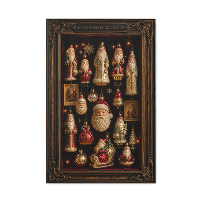 Antique Glass Santa Ornament Shadowbox Wall Art & Canvas Print