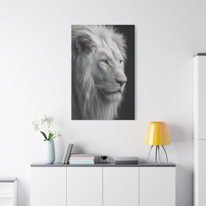 White Lion Monochrome Close Portrait Wall Art & Canvas Print