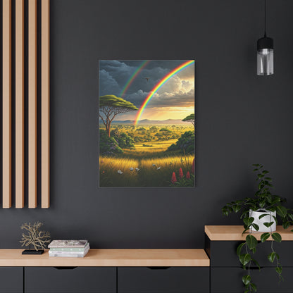 Rainbow Over African Savannah Landscape Wall Art & Canvas Prints