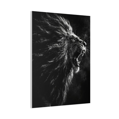 Roaring Lion Monochrome Power Wall Art & Canvas Print