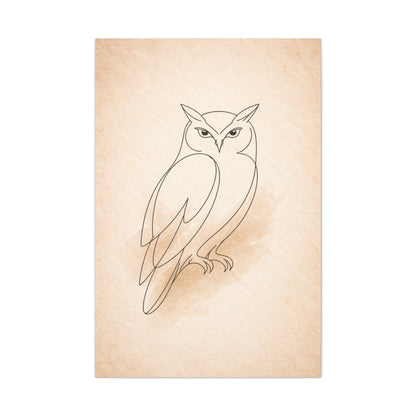 Minimal Line Art Owl Sketch Wall Art & Canvas Print