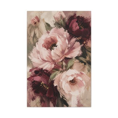 Loose-Brush Peony Floral Abstraction Wall Art & Canvas Print