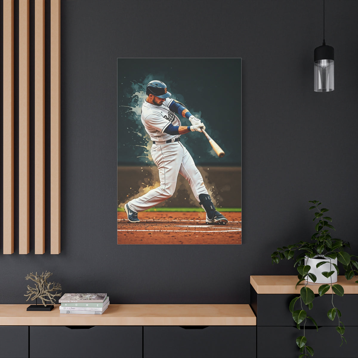 Home Run Swing Impact Baseball Wall Art & Canvas Prints