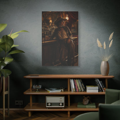 Saloon Cowgirl Cinematic Bar Scene Wall Art & Canvas Print