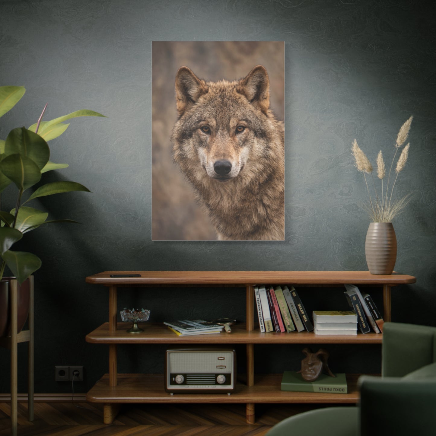 Natural Gray Wolf Close Portrait Wall Art & Canvas Print