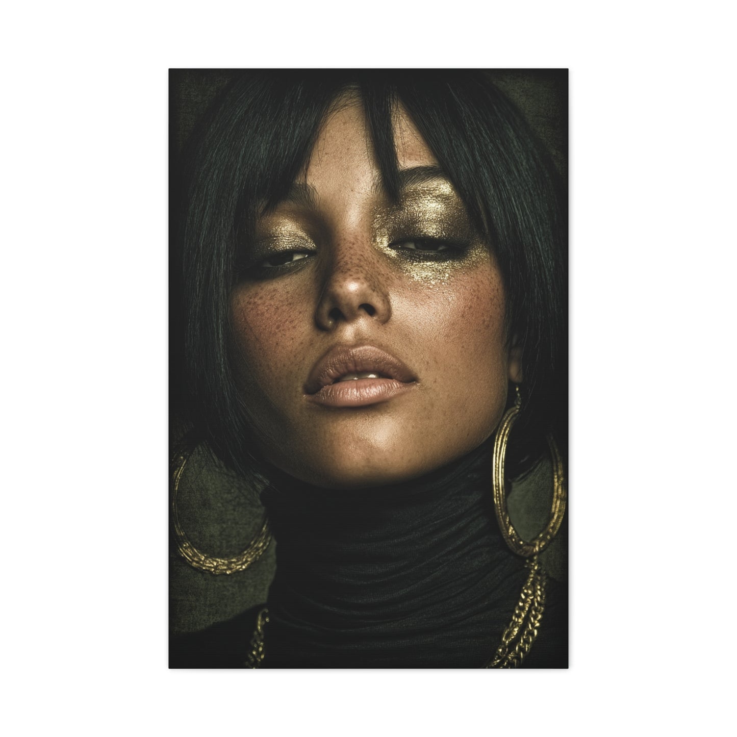 Gold Leaf Eyelid Noir Portrait Wall Art & Canvas Print