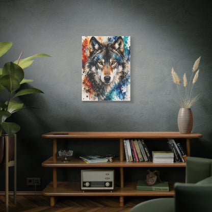 Watercolor Splash Wolf Expression Portrait Wall Art & Canvas Print