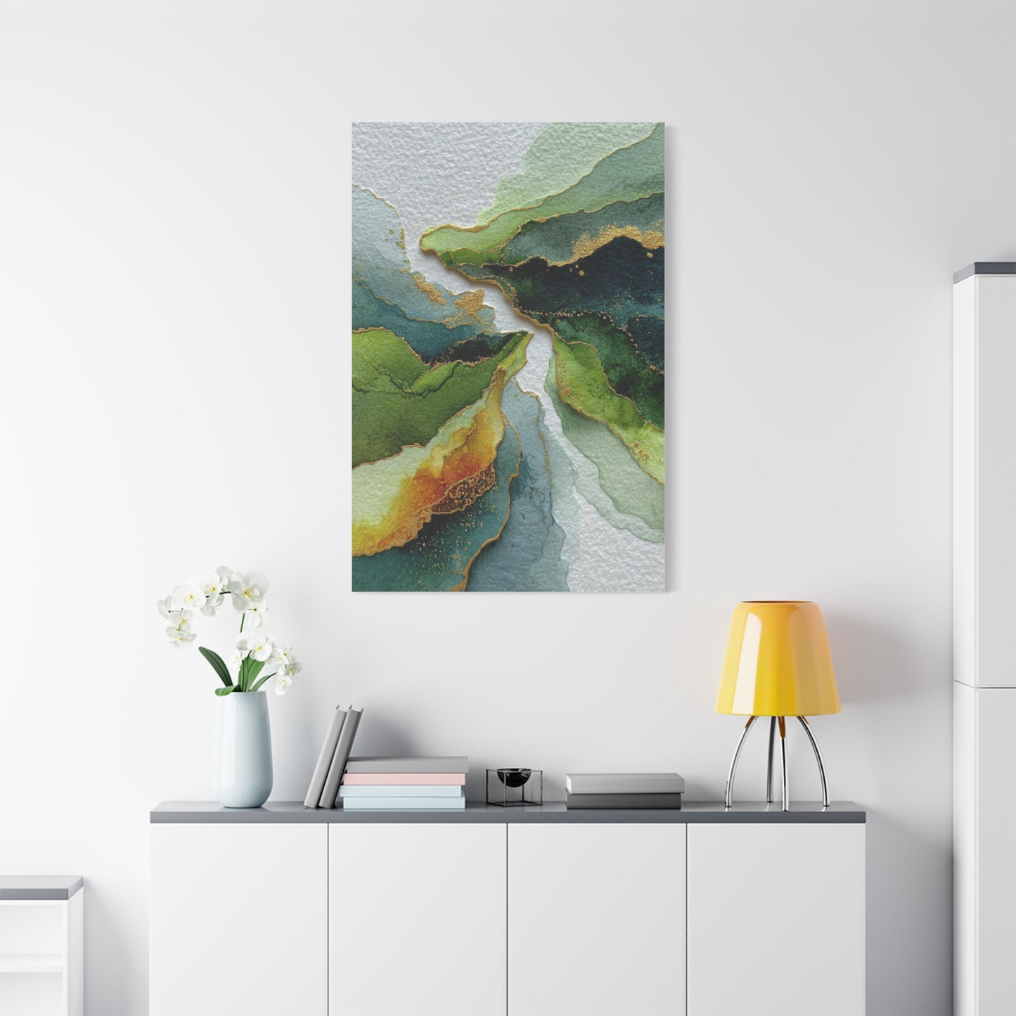 Green Sage and Gold Organic Abstract Wall Art & Canvas Print