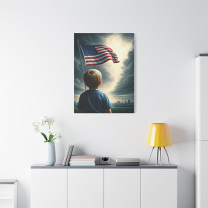 Child Watching the Flag of Tomorrow Wall Art & Canvas Prints
