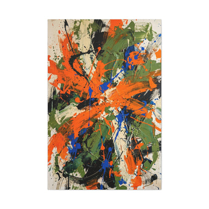 Expressionist Orange Burst Action Painting Wall Art & Canvas Print