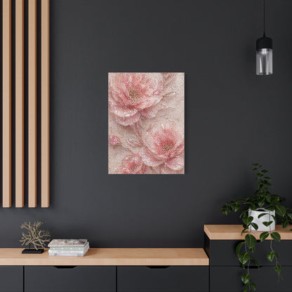 Crushed Glass Pink Floral Relief Wall Art & Canvas Print