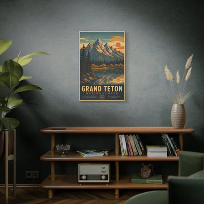 Grand Teton Vintage National Park Poster Wall Art & Canvas Print