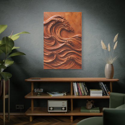 Terracotta Clay Wave Sculpture Panel Wall Art & Canvas Print