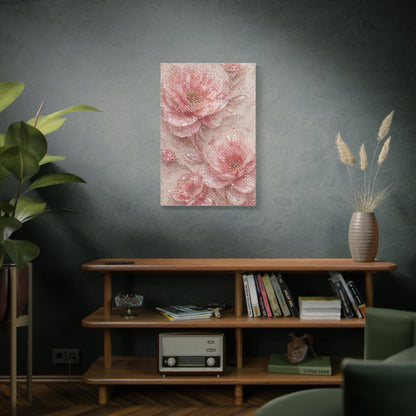 Crushed Glass Pink Floral Relief Wall Art & Canvas Print