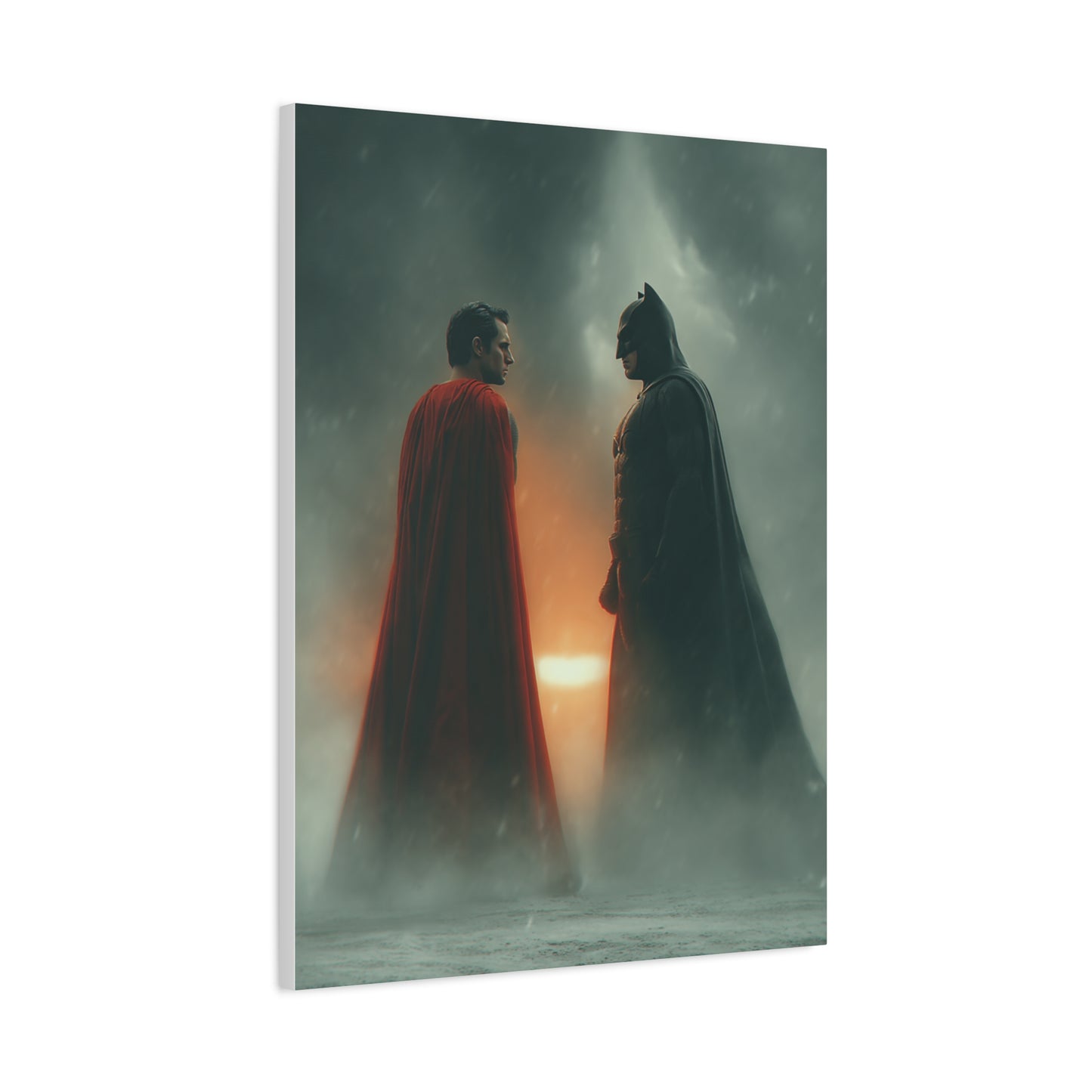 Batman vs Superman Foggy Standoff Poster Wall Art & Canvas Print