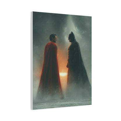 Batman vs Superman Foggy Standoff Poster Wall Art & Canvas Print