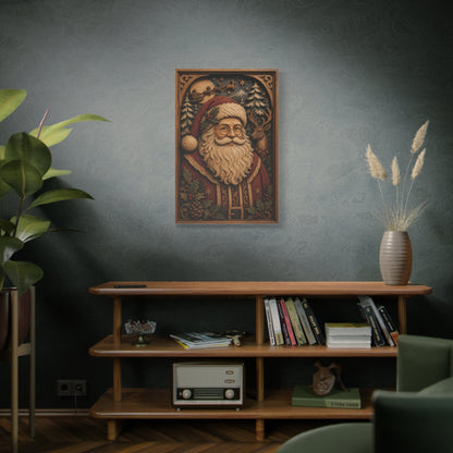 Layered Wooden Santa Relief Wall Art & Canvas Print
