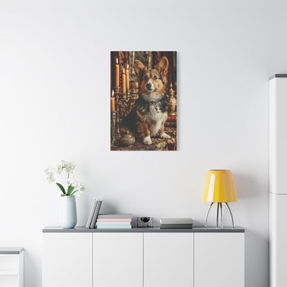 Candlelit Royal Corgi Portrait Wall Art & Canvas Print