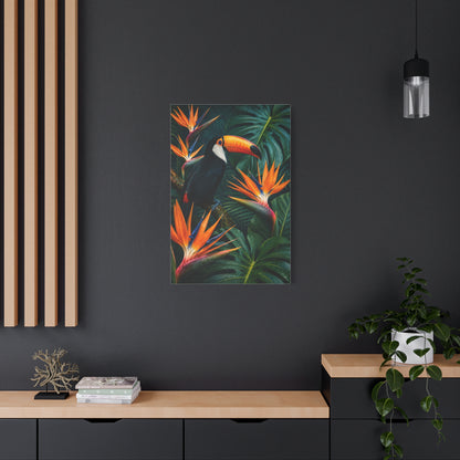 Tropical Toucan & Bird of Paradise Luxe Jungle Tropical Wall Art & Canvas Print