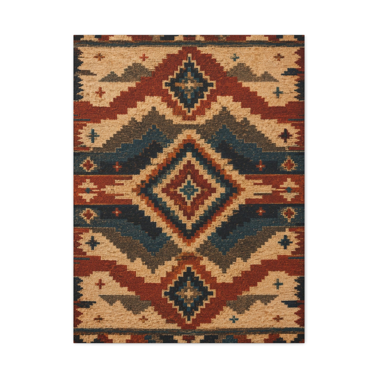 Navajo Inspired Geometric Textile Southwest Wall Art & Canvas Print