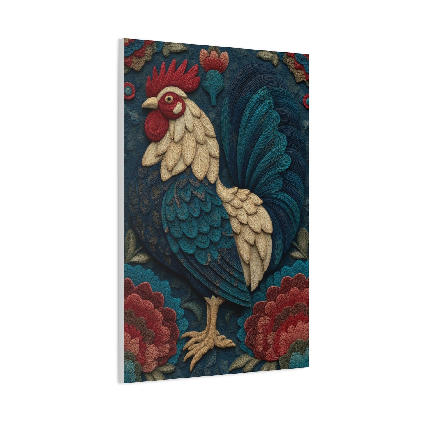 Wycinanki Rooster Folk Ornament Wall Art & Canvas Print
