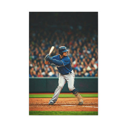 Lone Baseball Player Under Stadium Lights Wall Art & Canvas Prints