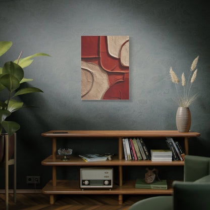 Red and Beige Sculptural Minimal Abstraction Wall Art & Canvas Print