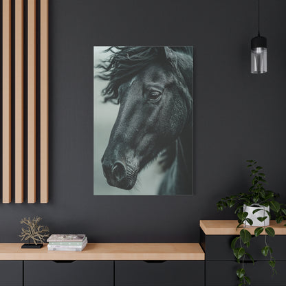 Black Stallion Close Portrait Wall Art & Canvas Print