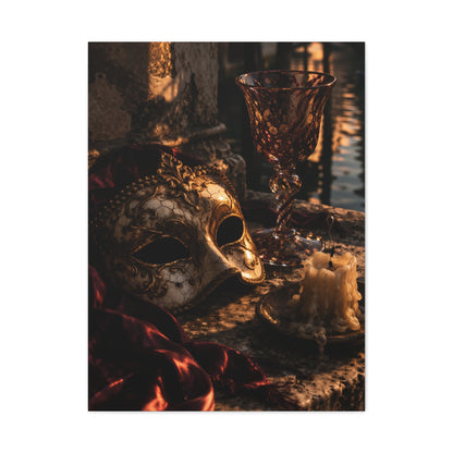 Venetian Mask Candlelight Still Life Wall Art & Canvas Print