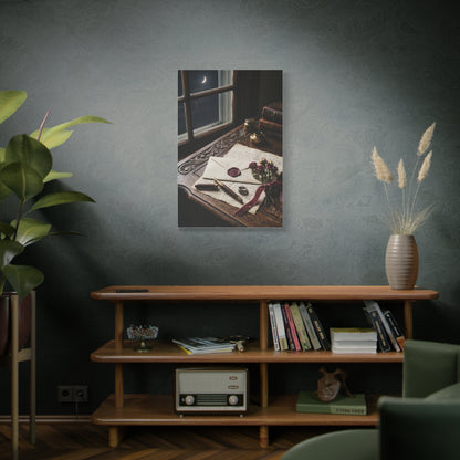 Moonlit Love Letter Writing Scene Wall Art & Canvas Print