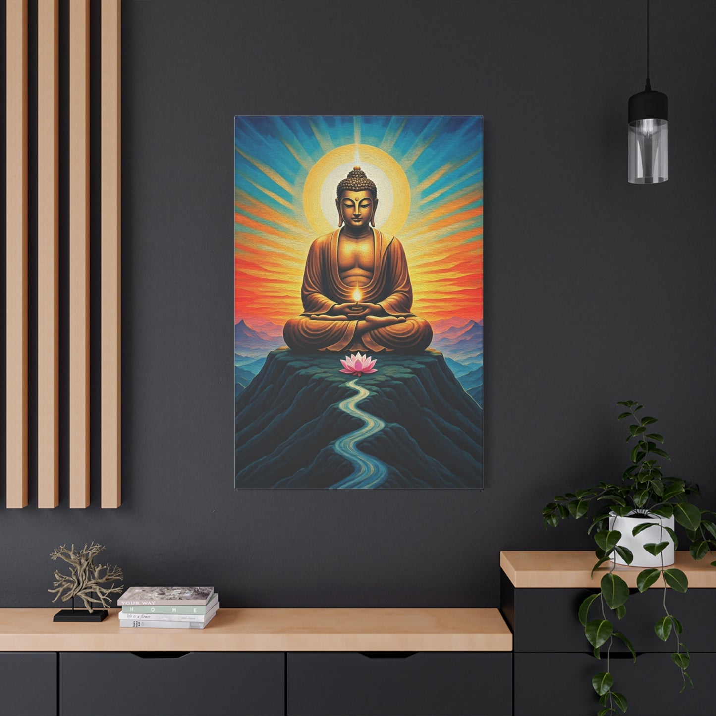 Meditative Buddha with Lotus Path