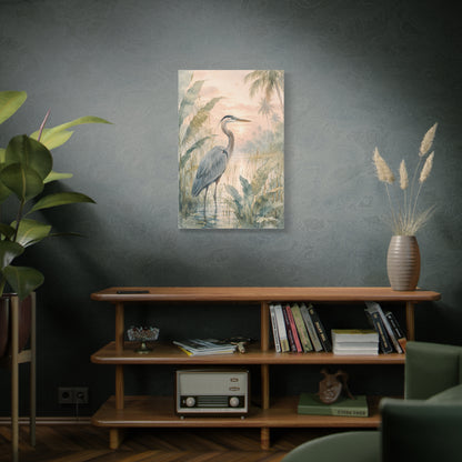 Soft Tropical Heron Marsh Landscape Tropical Wall Art & Canvas Print
