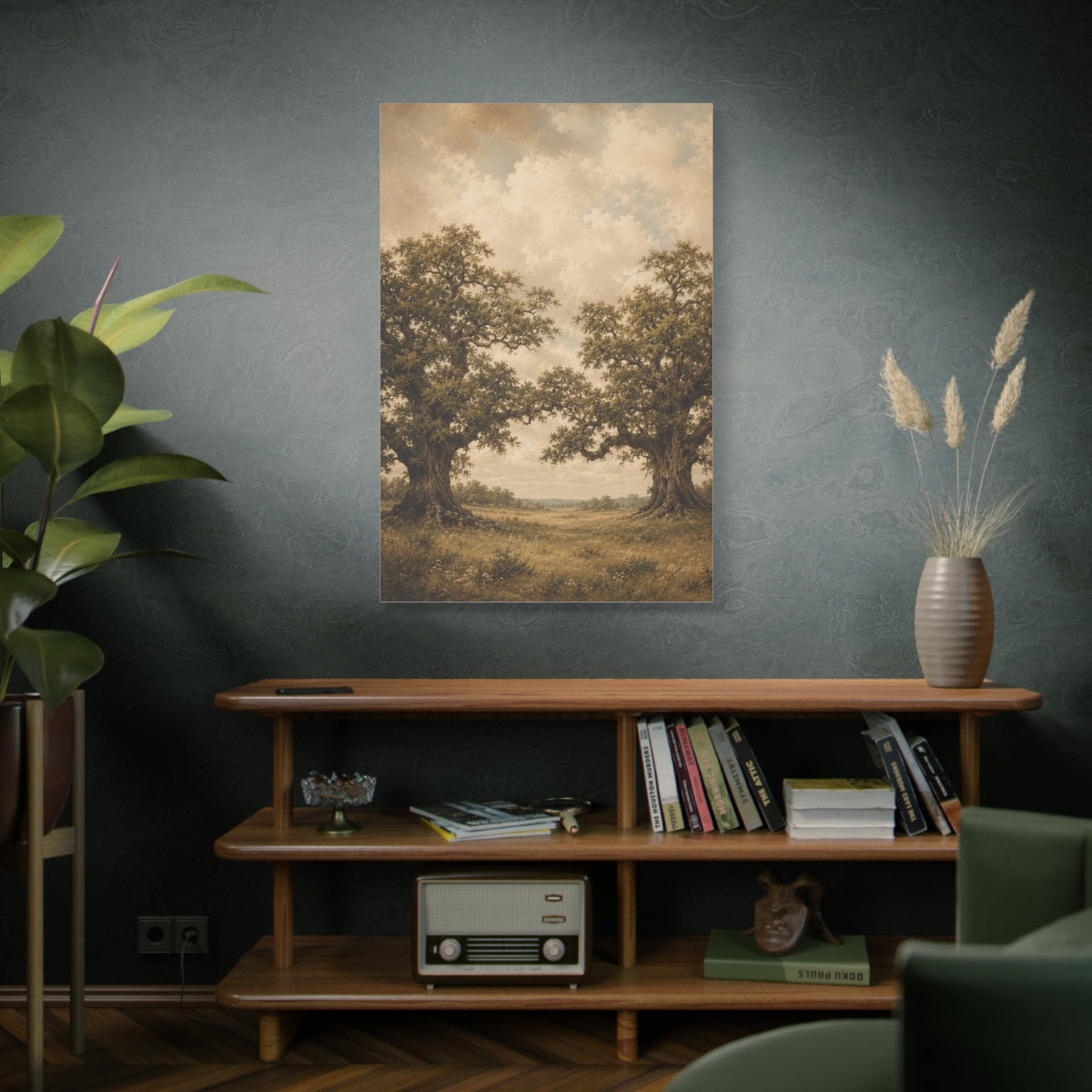 Twin Oak Harmony Landscape Trees Wall Art & Canvas Print