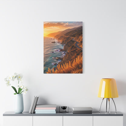 Malibu Coastal Cliffs at Golden Hour Wall Art & Canvas Print
