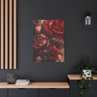 Red Floral Expressionist Painting Wall Art & Canvas Print