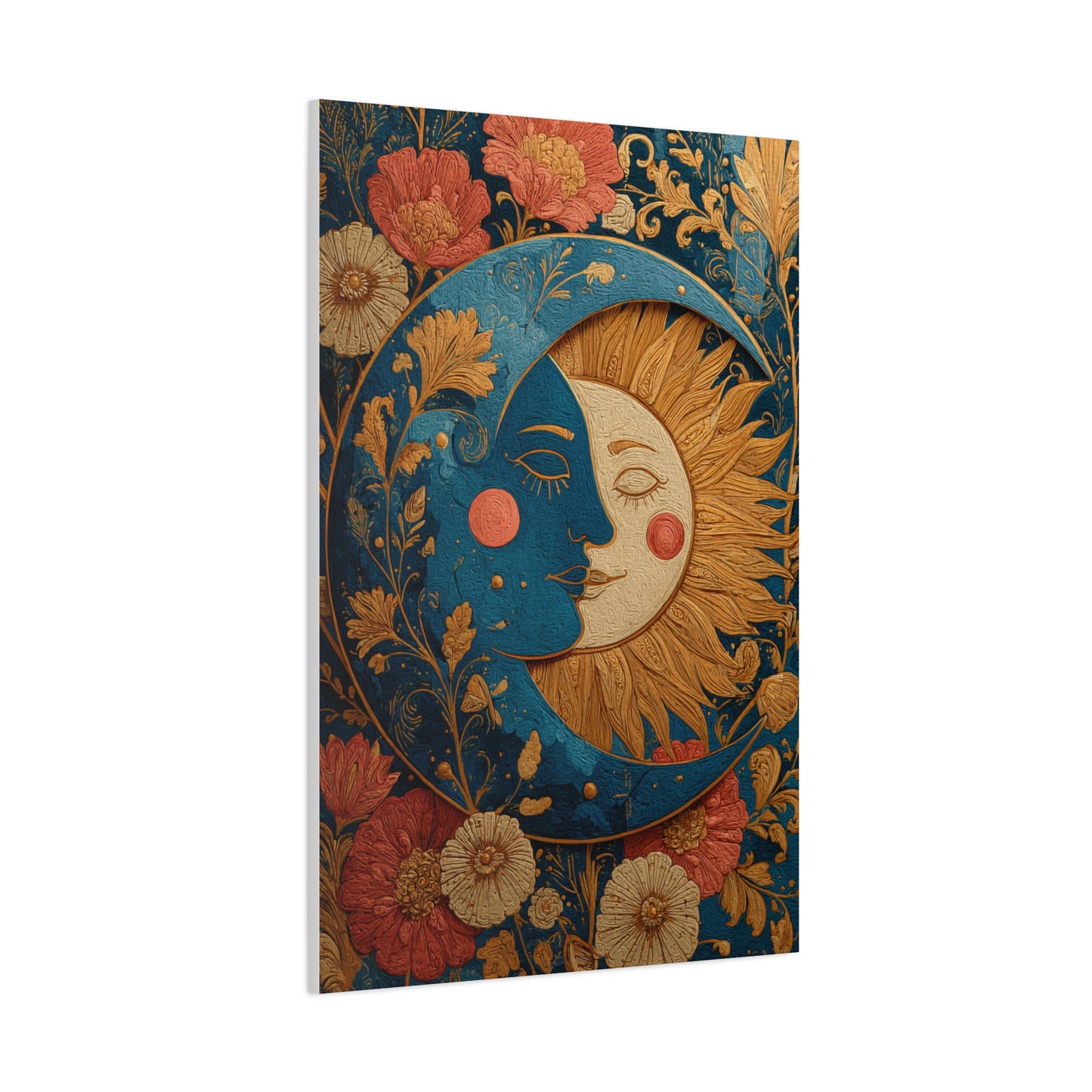 Celestial Sun and Moon Folk Wall Art & Canvas Print
